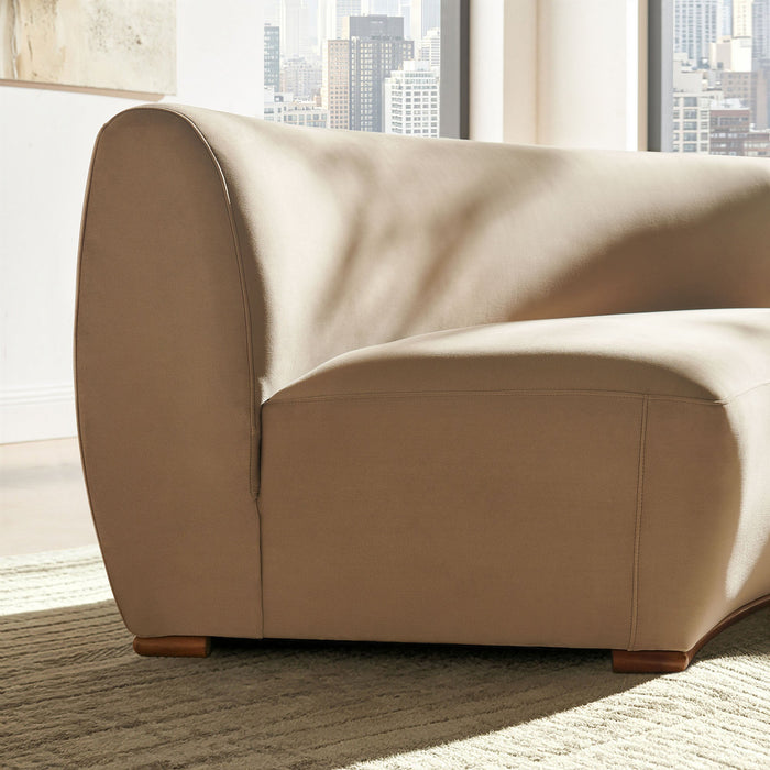 Modway Rialta Curved Armless Performance Velvet Sectional Loveseat in Taupe - lifestyle view 12