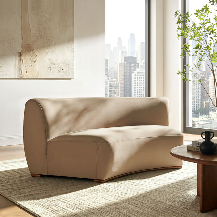 Modway Rialta Curved Armless Performance Velvet Sectional Loveseat in Taupe - lifestyle view 14