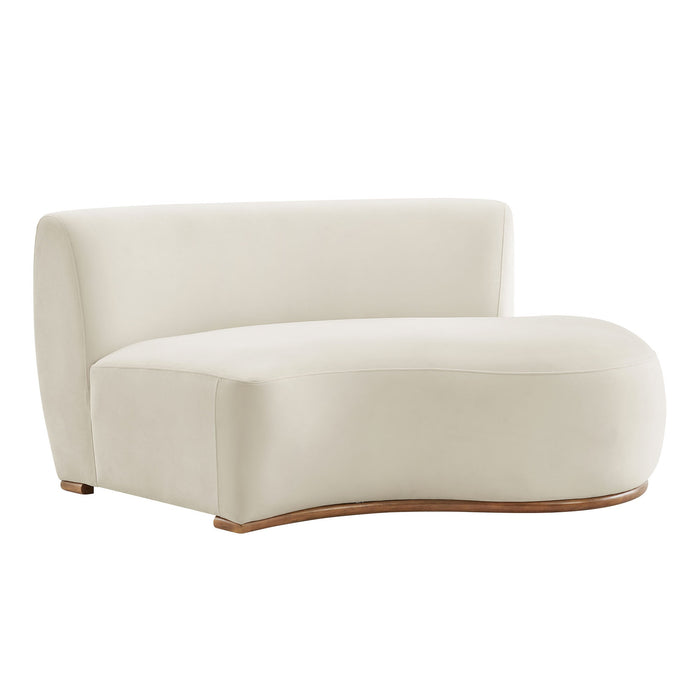 Modway Rialta Curved Right-Arm Performance Velvet Sectional Loveseat in Alabaster - front view