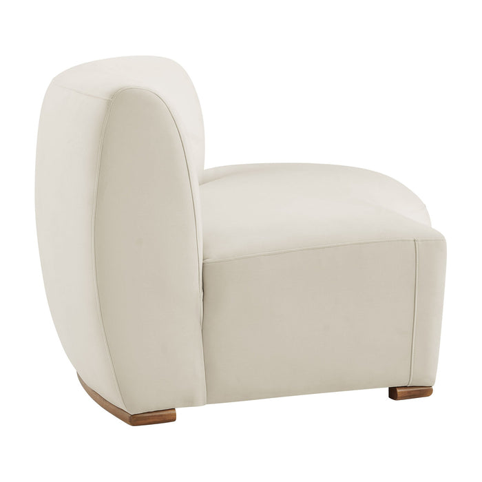Modway Rialta Curved Right-Arm Performance Velvet Sectional Loveseat in Alabaster - angled view