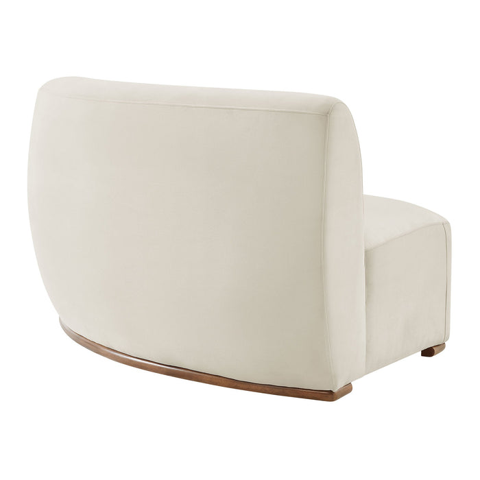 Modway Rialta Curved Right-Arm Performance Velvet Sectional Loveseat in Alabaster - side view