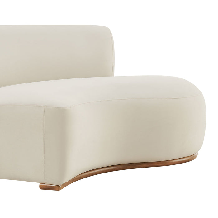 Modway Rialta Curved Right-Arm Performance Velvet Sectional Loveseat in Alabaster - lifestyle view