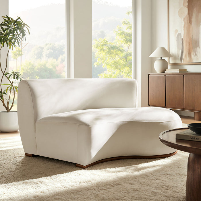 Modway Rialta Curved Right-Arm Performance Velvet Sectional Loveseat in Alabaster - lifestyle view 13