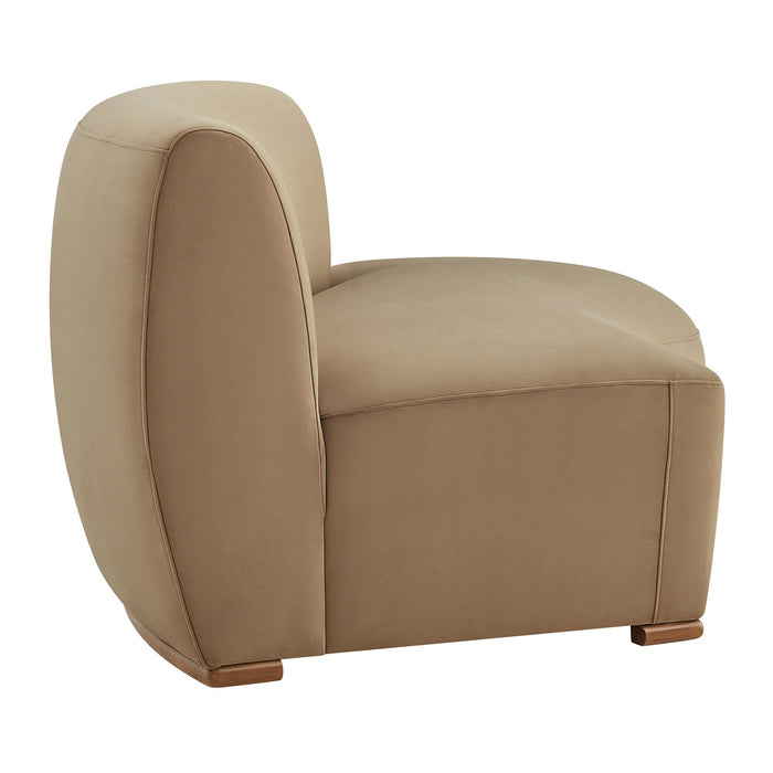 Modway Rialta Curved Right-Arm Performance Velvet Sectional Loveseat in Taupe - angled view