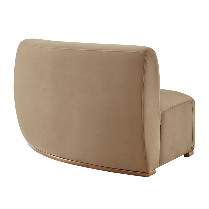 Modway Rialta Curved Right-Arm Performance Velvet Sectional Loveseat in Taupe - side view