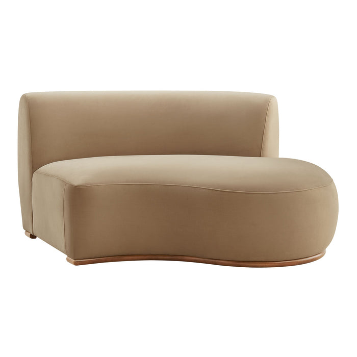 Modway Rialta Curved Right-Arm Performance Velvet Sectional Loveseat in Taupe - detail view