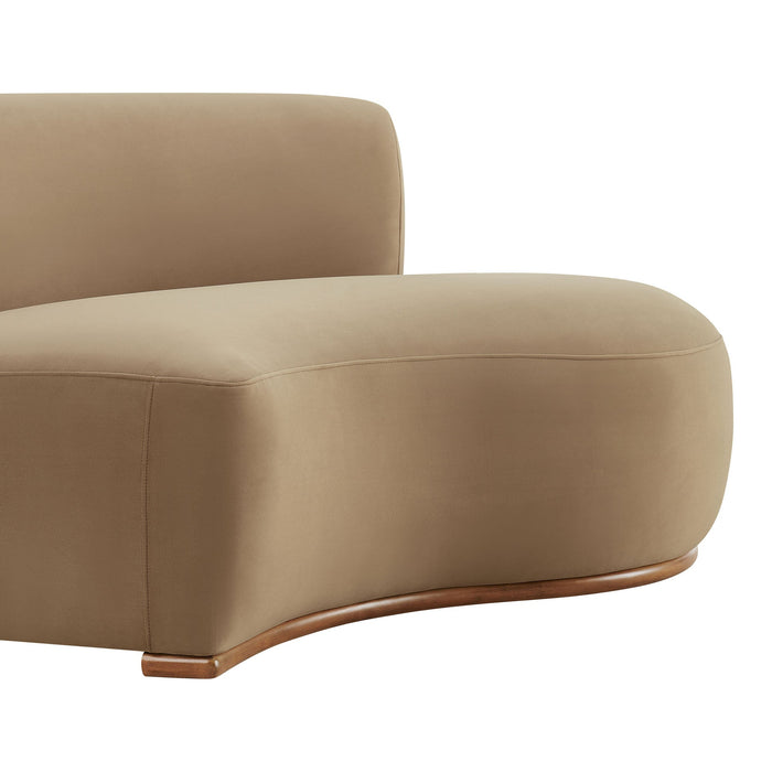 Modway Rialta Curved Right-Arm Performance Velvet Sectional Loveseat in Taupe - lifestyle view
