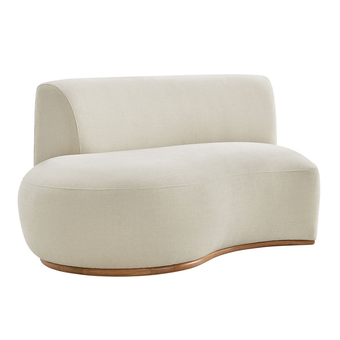 Modway Rialta Curved Left-Arm Slub Weave Fabric Sectional Loveseat in Ecru - front view