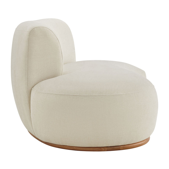 Modway Rialta Curved Left-Arm Slub Weave Fabric Sectional Loveseat in Ecru - angled view