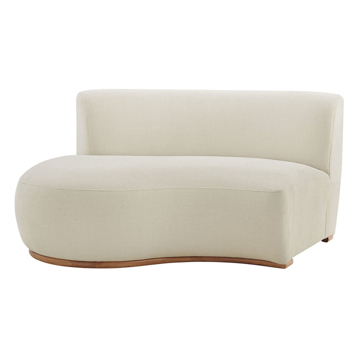 Modway Rialta Curved Left-Arm Slub Weave Fabric Sectional Loveseat in Ecru - detail view