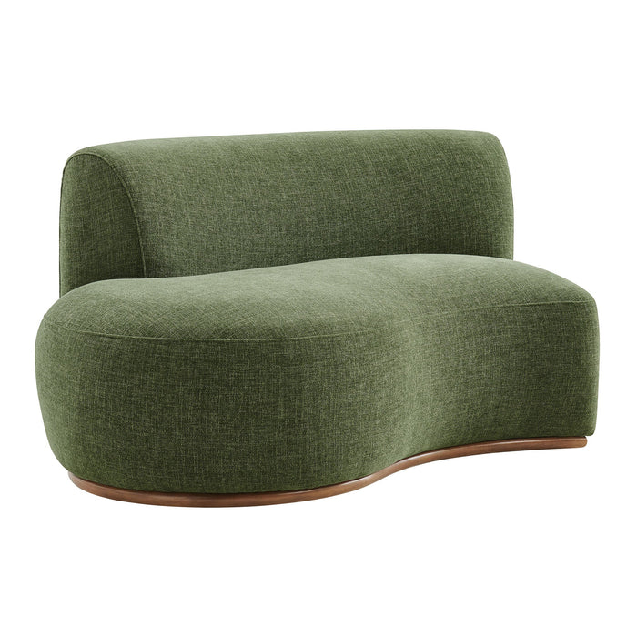 Modway Rialta Curved Left-Arm Slub Weave Fabric Sectional Loveseat in Foliage - front view