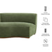 Modway Rialta Curved Left-Arm Slub Weave Fabric Sectional Loveseat in Foliage - dimensions and specifications