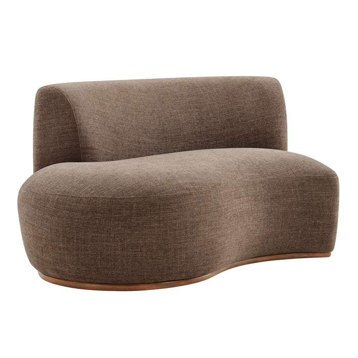Modway Rialta Curved Left-Arm Slub Weave Fabric Sectional Loveseat in Mocha - front view