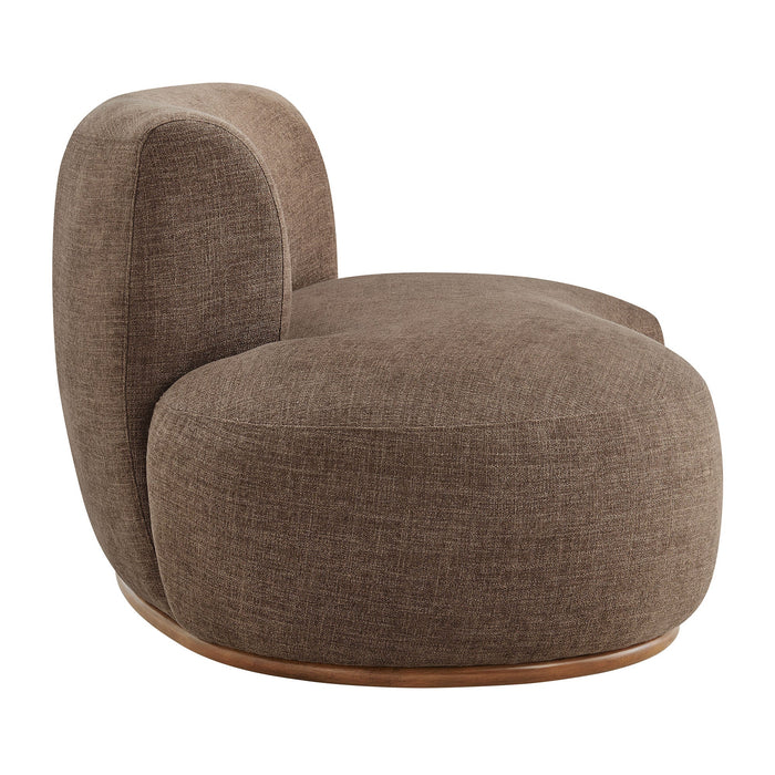 Modway Rialta Curved Left-Arm Slub Weave Fabric Sectional Loveseat in Mocha - angled view