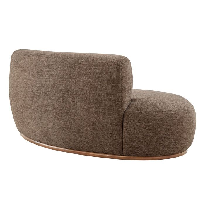 Modway Rialta Curved Left-Arm Slub Weave Fabric Sectional Loveseat in Mocha - side view