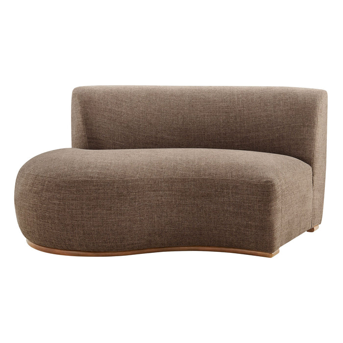 Modway Rialta Curved Left-Arm Slub Weave Fabric Sectional Loveseat in Mocha - detail view