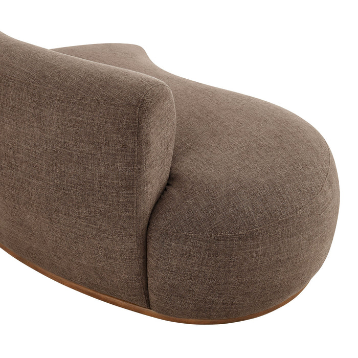Modway Rialta Curved Left-Arm Slub Weave Fabric Sectional Loveseat in Mocha - lifestyle view