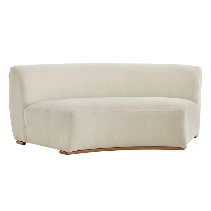 Modway Rialta Curved Armless Slub Weave Fabric Sectional Loveseat in Ecru - front view