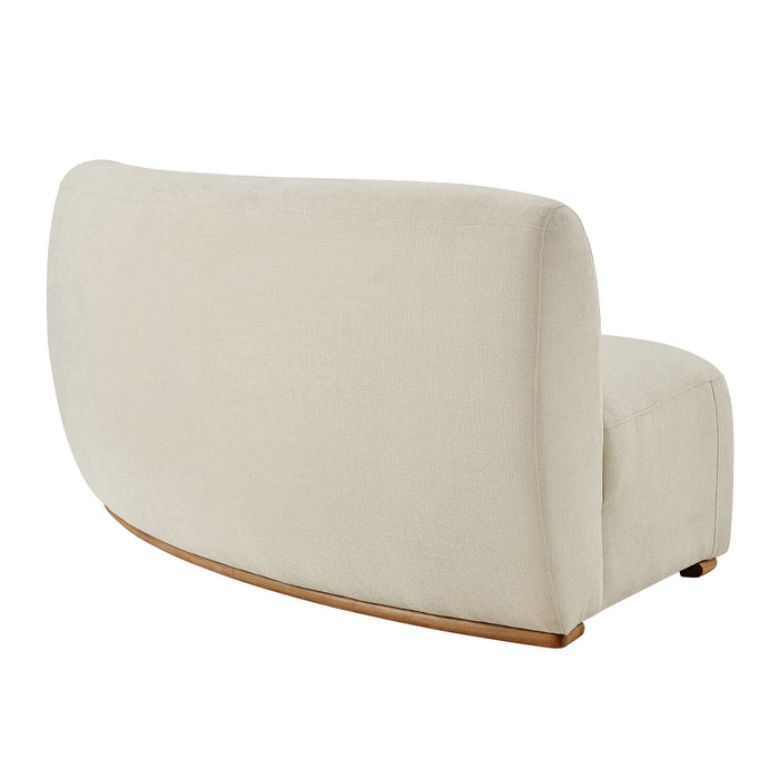 Modway Rialta Curved Armless Slub Weave Fabric Sectional Loveseat in Ecru - side view