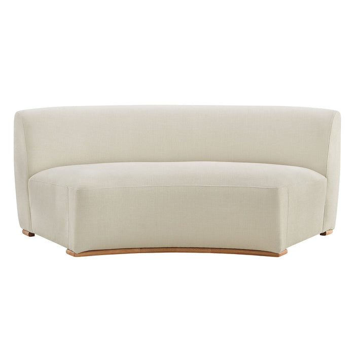 Modway Rialta Curved Armless Slub Weave Fabric Sectional Loveseat in Ecru - detail view