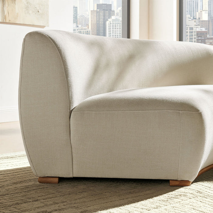 Modway Rialta Curved Armless Slub Weave Fabric Sectional Loveseat in Ecru - lifestyle view 18