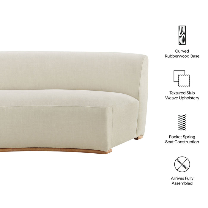 Modway Rialta Curved Armless Slub Weave Fabric Sectional Loveseat in Ecru - dimensions and specifications