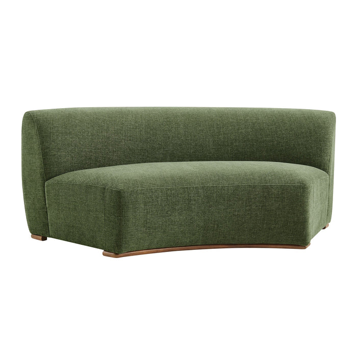Modway Rialta Curved Armless Slub Weave Fabric Sectional Loveseat in Foliage - front view