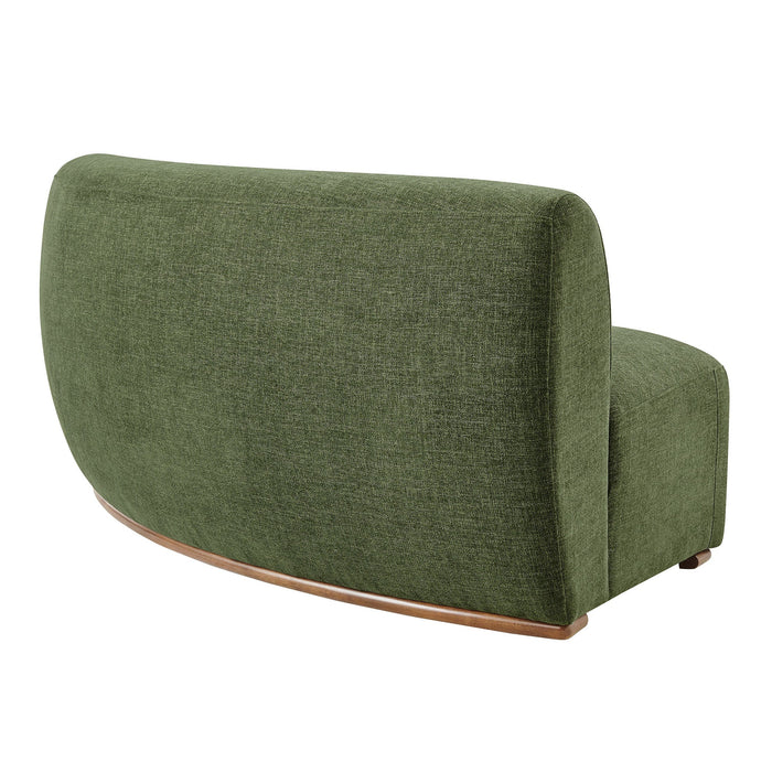 Modway Rialta Curved Armless Slub Weave Fabric Sectional Loveseat in Foliage - side view