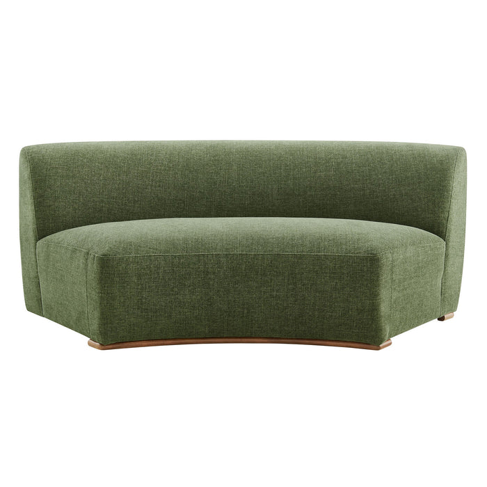 Modway Rialta Curved Armless Slub Weave Fabric Sectional Loveseat in Foliage - detail view