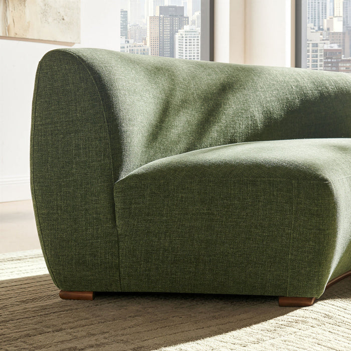 Modway Rialta Curved Armless Slub Weave Fabric Sectional Loveseat in Foliage - lifestyle view 17