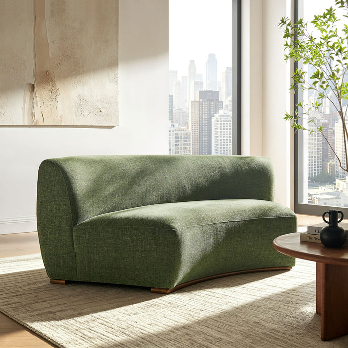 Modway Rialta Curved Armless Slub Weave Fabric Sectional Loveseat in Foliage - lifestyle view 20