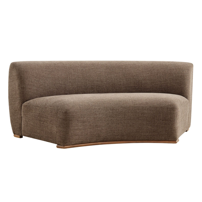 Modway Rialta Curved Armless Slub Weave Fabric Sectional Loveseat in Mocha - front view