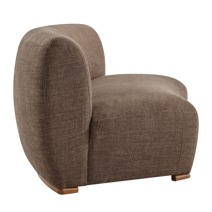Modway Rialta Curved Armless Slub Weave Fabric Sectional Loveseat in Mocha - angled view