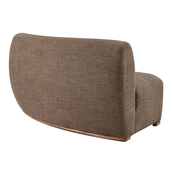 Modway Rialta Curved Armless Slub Weave Fabric Sectional Loveseat in Mocha - side view