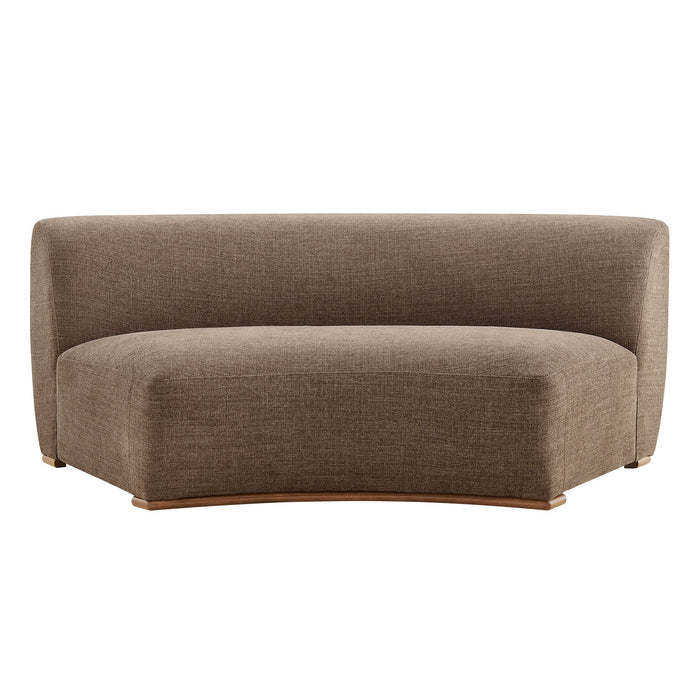 Modway Rialta Curved Armless Slub Weave Fabric Sectional Loveseat in Mocha - detail view