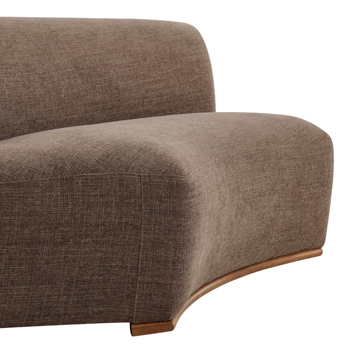 Modway Rialta Curved Armless Slub Weave Fabric Sectional Loveseat in Mocha - lifestyle view