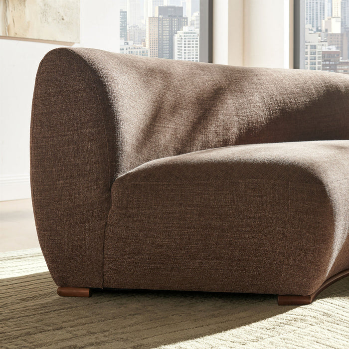 Modway Rialta Curved Armless Slub Weave Fabric Sectional Loveseat in Mocha - lifestyle view 16