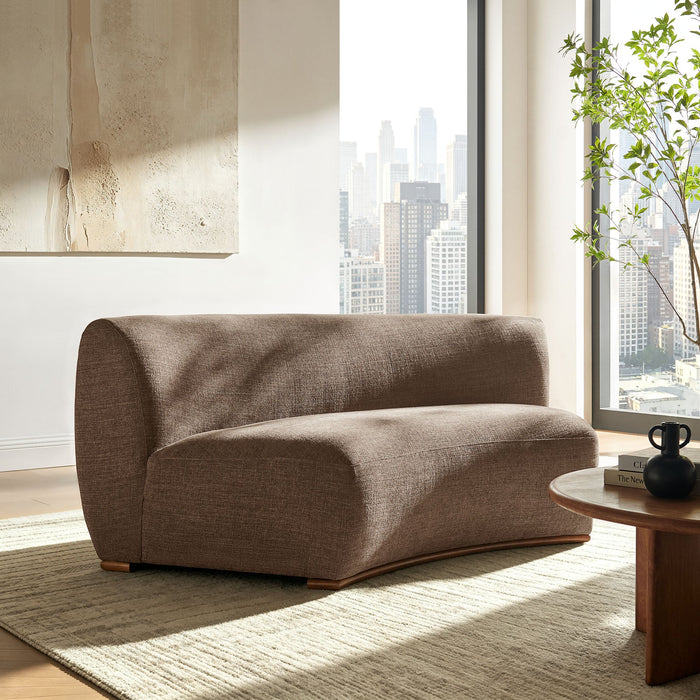 Modway Rialta Curved Armless Slub Weave Fabric Sectional Loveseat in Mocha - lifestyle view 19