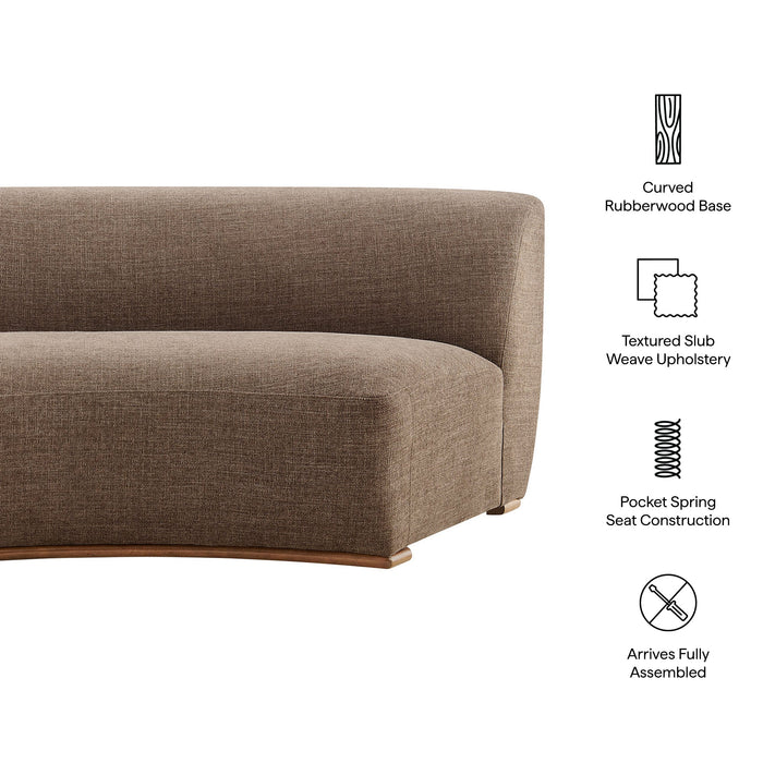 Modway Rialta Curved Armless Slub Weave Fabric Sectional Loveseat in Mocha - dimensions and specifications