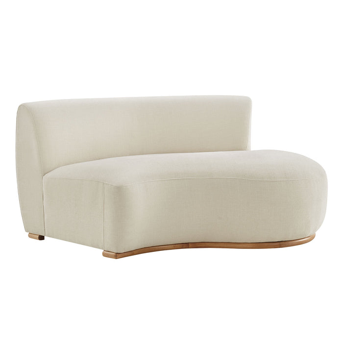 Modway Rialta Curved Right-Arm Slub Weave Fabric Sectional Loveseat in Ecru - front view