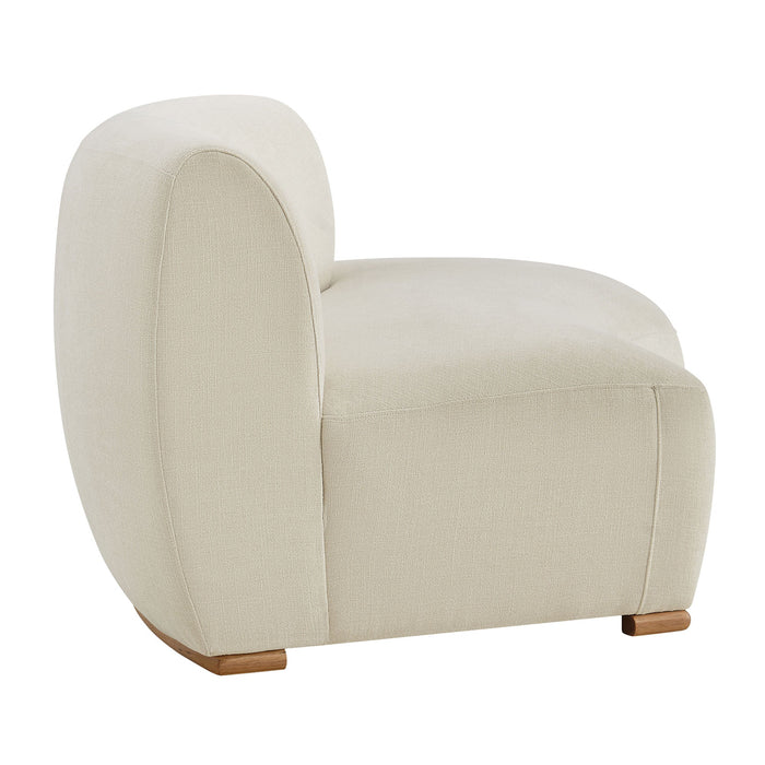 Modway Rialta Curved Right-Arm Slub Weave Fabric Sectional Loveseat in Ecru - angled view
