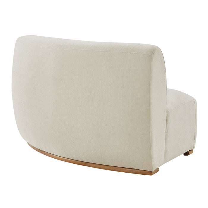 Modway Rialta Curved Right-Arm Slub Weave Fabric Sectional Loveseat in Ecru - side view