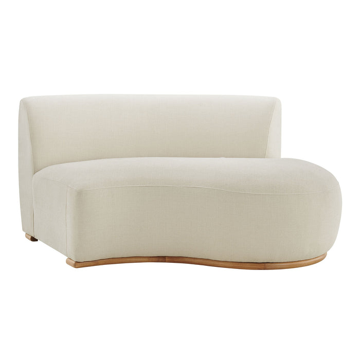 Modway Rialta Curved Right-Arm Slub Weave Fabric Sectional Loveseat in Ecru - detail view