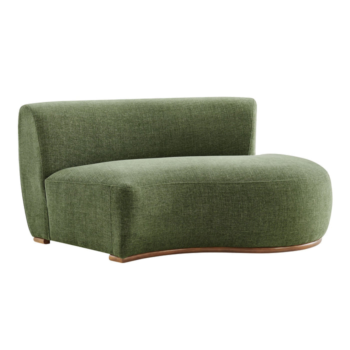 Modway Rialta Curved Right-Arm Slub Weave Fabric Sectional Loveseat in Foliage - front view
