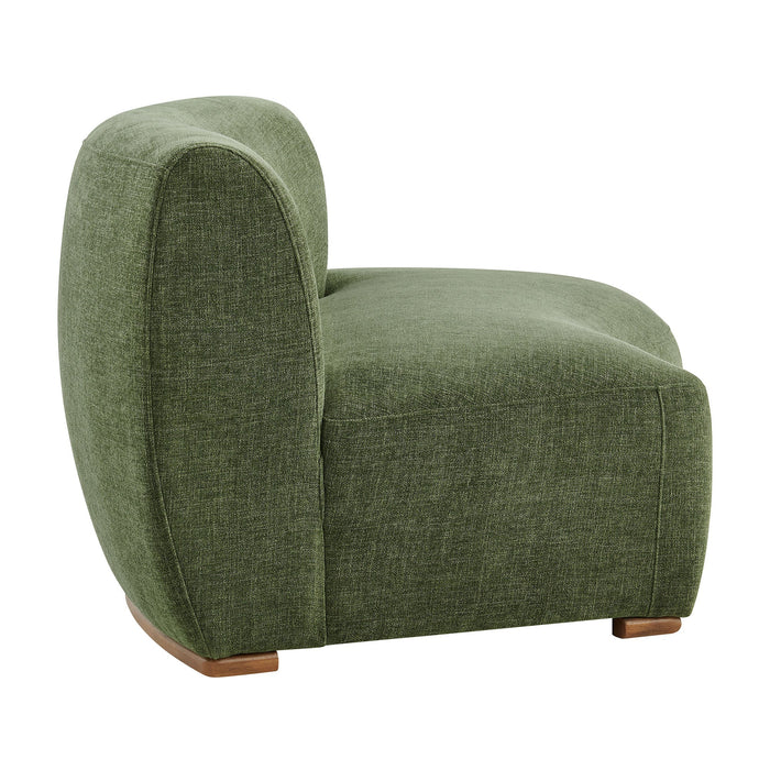 Modway Rialta Curved Right-Arm Slub Weave Fabric Sectional Loveseat in Foliage - angled view