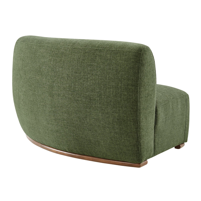 Modway Rialta Curved Right-Arm Slub Weave Fabric Sectional Loveseat in Foliage - side view