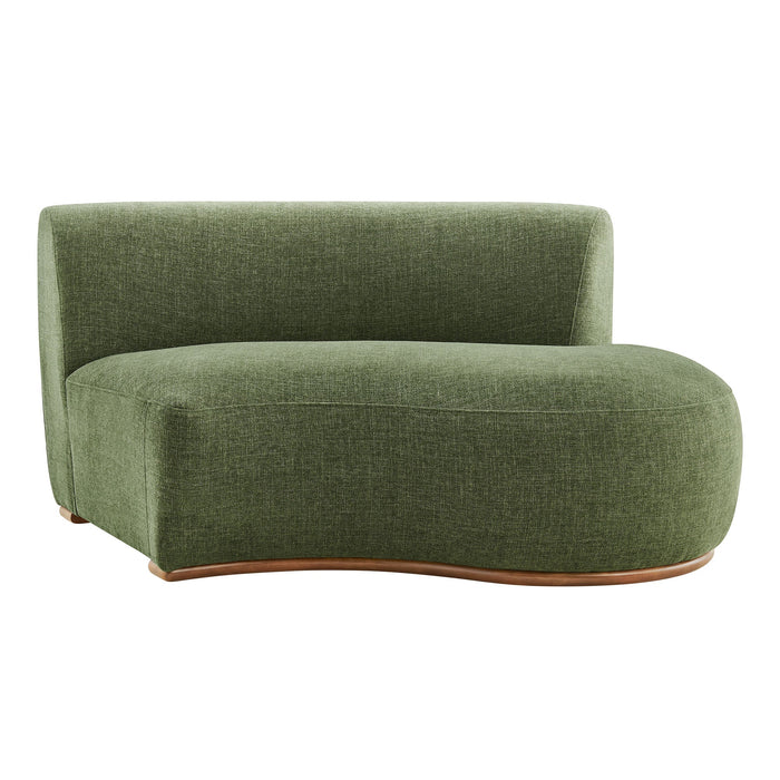 Modway Rialta Curved Right-Arm Slub Weave Fabric Sectional Loveseat in Foliage - detail view