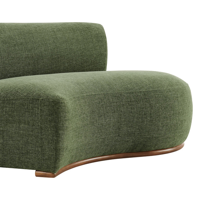 Modway Rialta Curved Right-Arm Slub Weave Fabric Sectional Loveseat in Foliage - lifestyle view