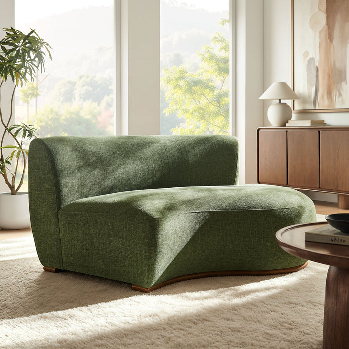 Modway Rialta Curved Right-Arm Slub Weave Fabric Sectional Loveseat in Foliage - lifestyle view 20
