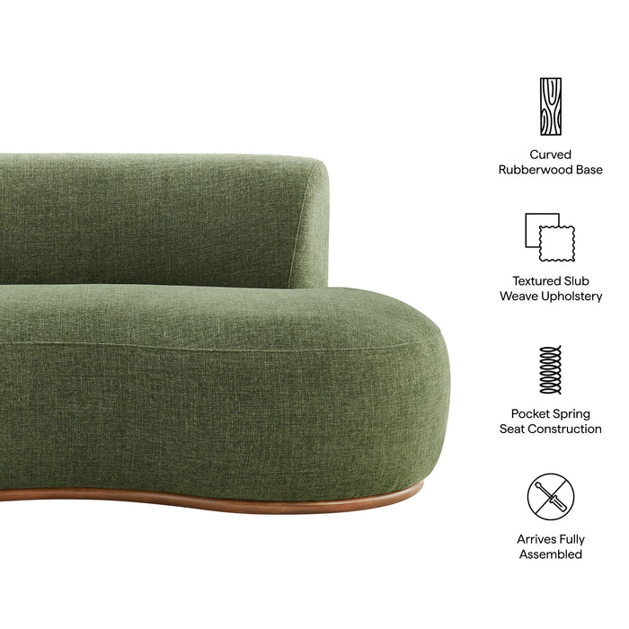 Modway Rialta Curved Right-Arm Slub Weave Fabric Sectional Loveseat in Foliage - dimensions and specifications